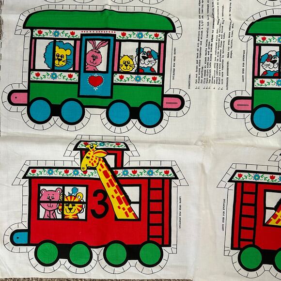 Springs Mills 5671 Cut & Sew Train Panel Uncut Vintage Fabric Toy Set - Picture 8 of 12